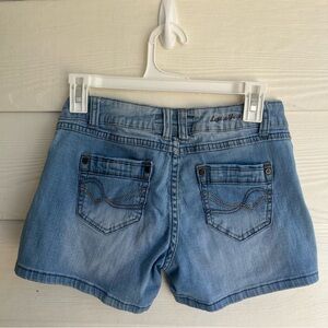 Vintage Y2k Mid-Rise Love Culture Light Blue Embroidered Back Pockets JeanShorts
